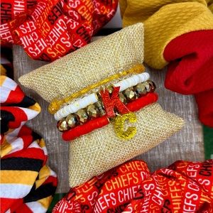 KC Kansas City Chiefs Football Bracelet Stack 🏈